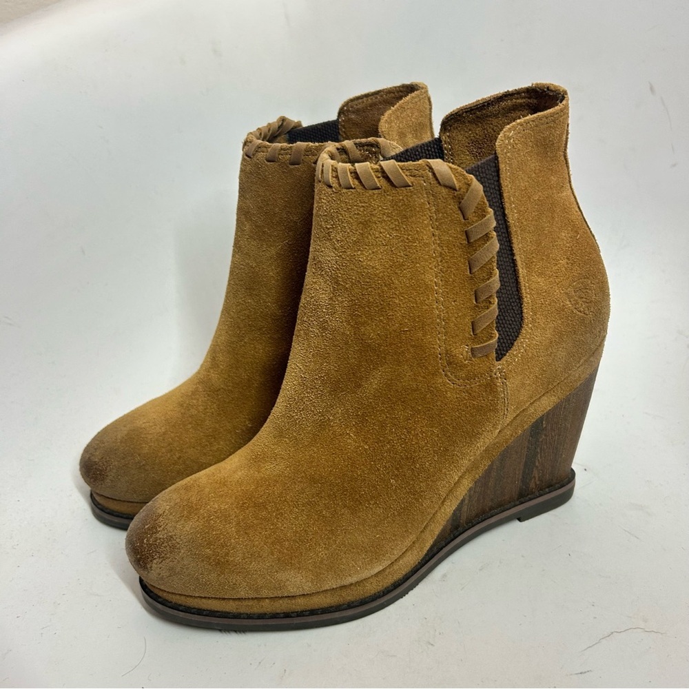 Ariat Women's Belle Stretchfit Wedge Bootie Western Boot Tan Suede Size 7 NEW - Picture 7 of 12